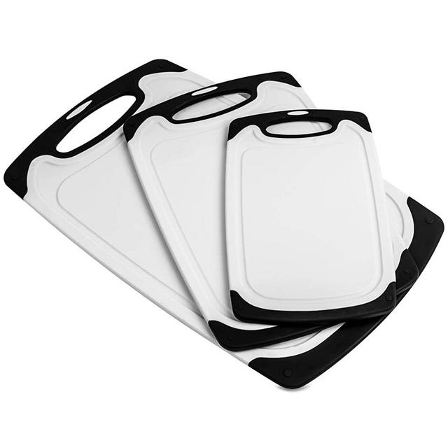 Set of 3 Plastic Cutting Boards - Dishwasher Safe Chopping Boards