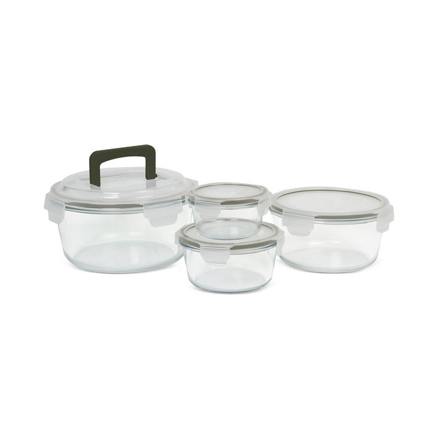 Sedona Kitchen 8-Piece Round Glass Food Storage Bowl & Lid Set