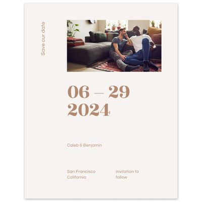 Light Oatmeal, Beige Wedding Digital Save the Date - Melvine Photo