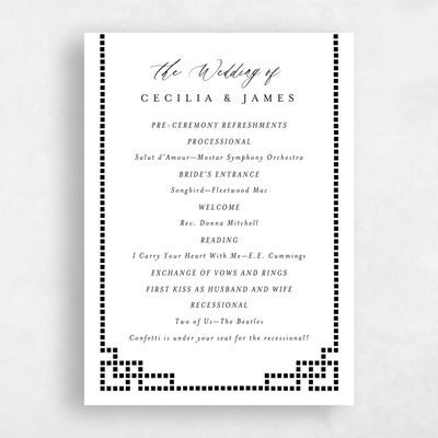 White Pattern 1 Wedding Program - Clover