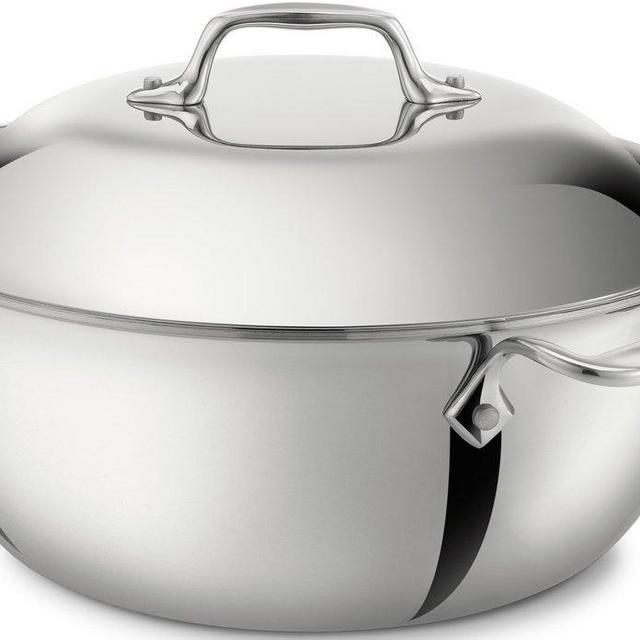 All-Clad 4500 Stainless Steel Tri-Ply Bonded Dishwasher Safe Dutch Oven with Domed Lid / Cookware, 5.5-Quart, Silver