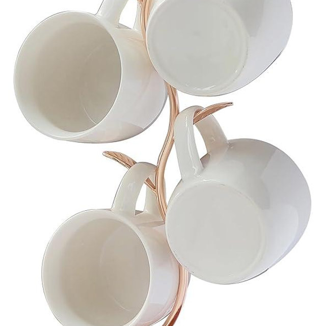 NBUOON Coffee Mug Holder,Mug Tree for Counter,Mug Rack Countertop,Leaf Shaped Coffee Tea Cup Mug Holder Stand for Countertop,Perfect Coffee Bar Accessory & Kitchen Home Organizer Gold