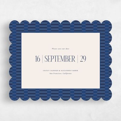 Blue Scalloped Wedding Save the Date - Jody Landscape