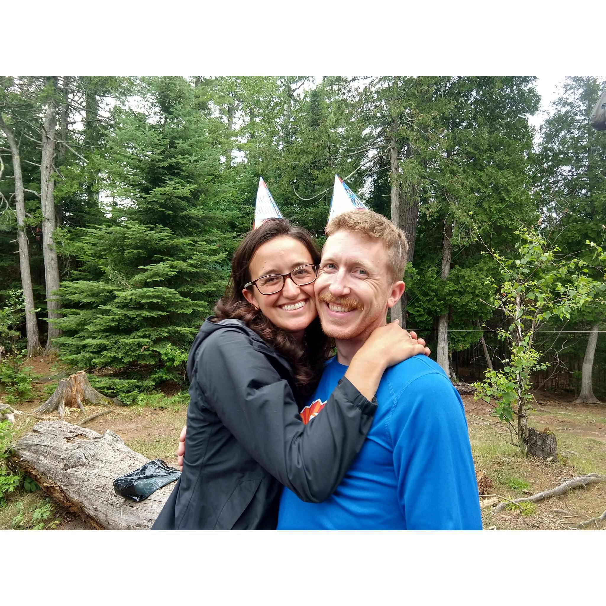 This was on Libby's birthday in 2020, two days after getting engaged while camping in the Boundary Waters with Nick and Amanda, Libby's brother and sister-in-law.