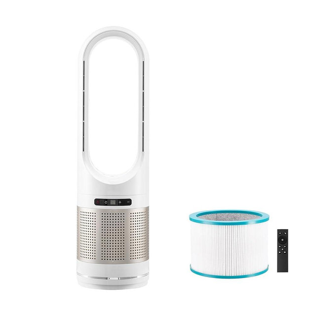 VEVOR Tower Fan Bladeless, 16.4ft/s Velocity Floor Fan that Blows Cold Air, 80° Oscillating 8-Speed Fans, 8H Timer, Standing Fans with H13 HEPA Filtration, Remote Control & Air Purification Mode