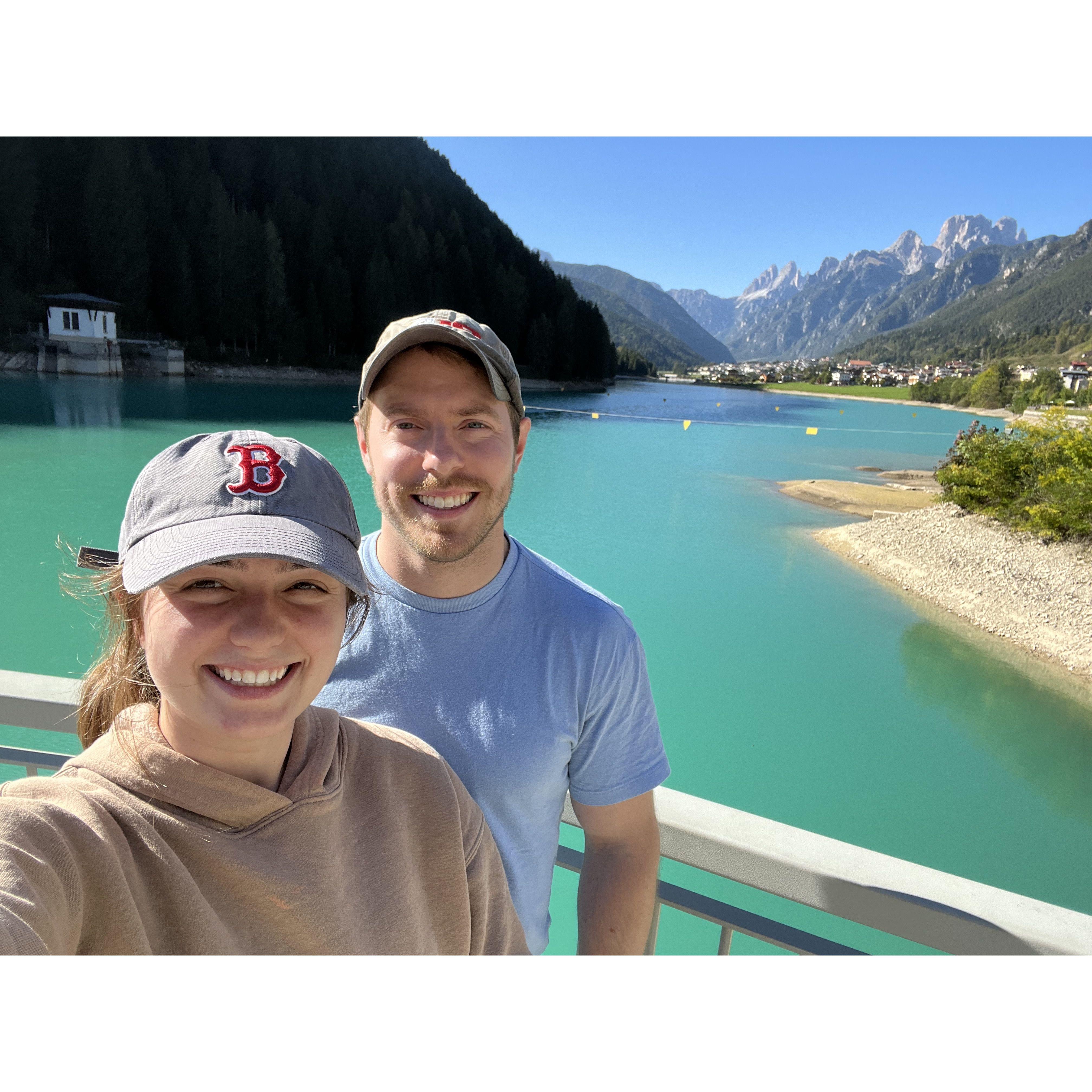 October 2023 - alpine lake in northern Italy, Logan randomly pulled over and found this view on our drive to the Dolomites