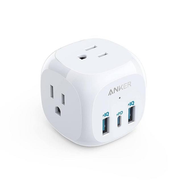 Anker USB C Outlet Extender, 321 Outlet Extender With 3 Outlets and 20W USB C Charging for iPhone 14/13, Power Delivery Charging for School,Dorm,Rooms, Home,Office, Cruise Travel Esstential,TUV Listed