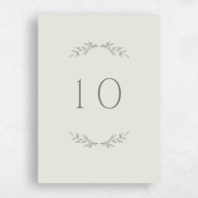 Khaki Green Wedding Table Number - Rhys