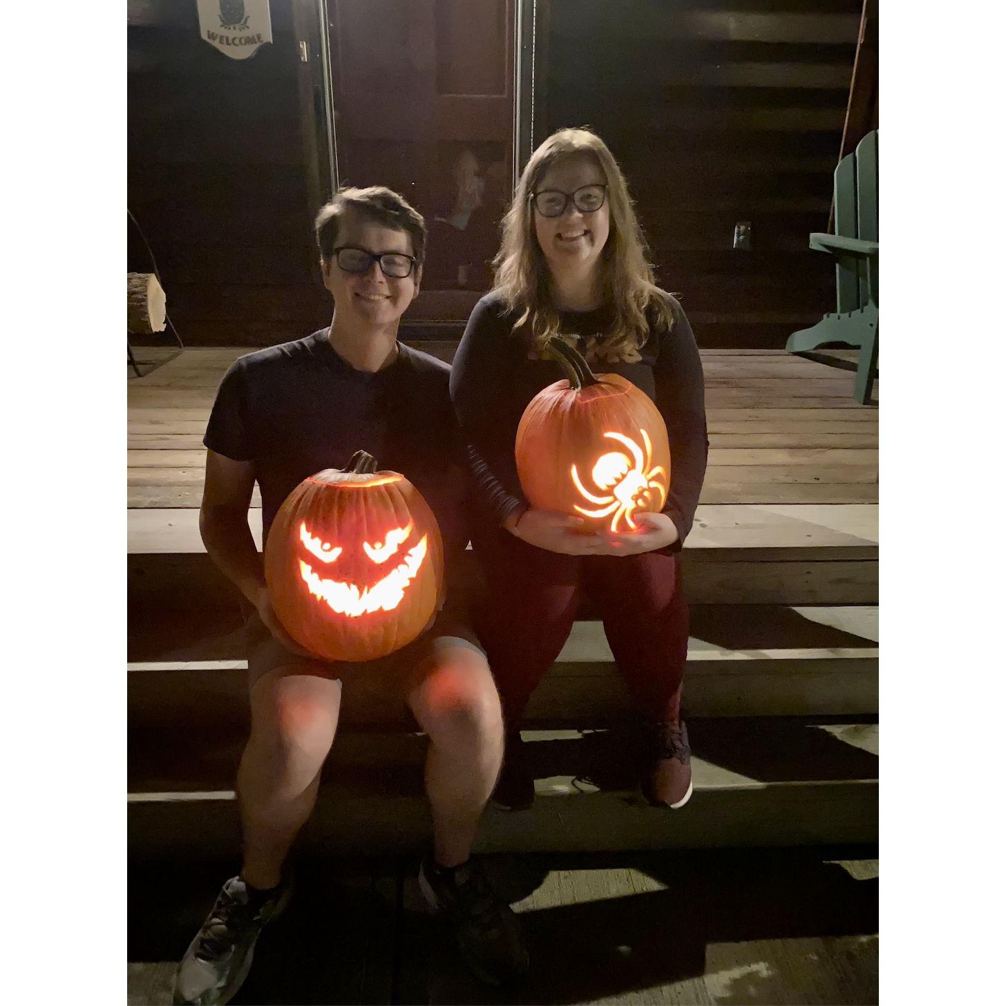 Carved pumpkins at the Bergers!