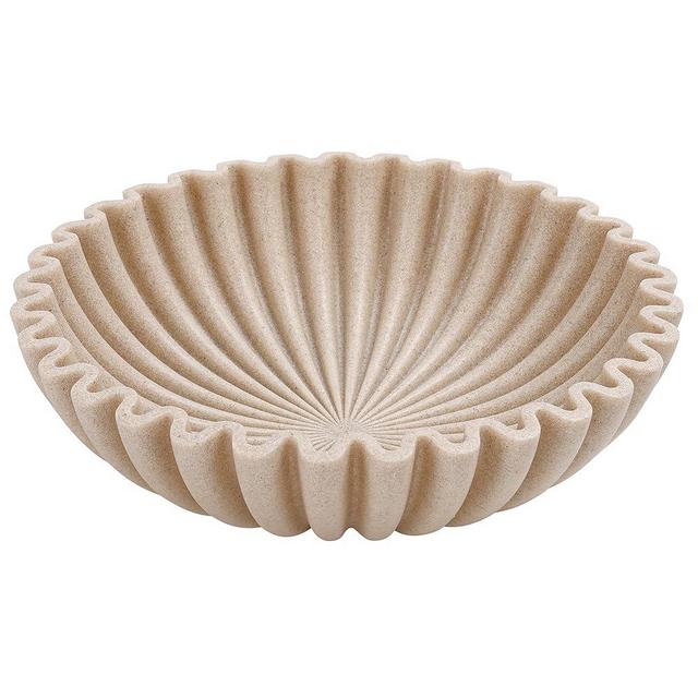 YMXYJM Large Decorative Bowl, Modern Handicraft Bowls for Home Decor, Decorative Fruit Bowl for Kitchen Counter, Ruffle Bowl Decor, Stylish Key Bowl for Entry Table, Beige