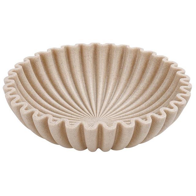 YMXYJM Large Decorative Bowl, Modern Handicraft Bowls for Home Decor, Decorative Fruit Bowl for Kitchen Counter, Ruffle Bowl Decor, Stylish Key Bowl for Entry Table, Beige