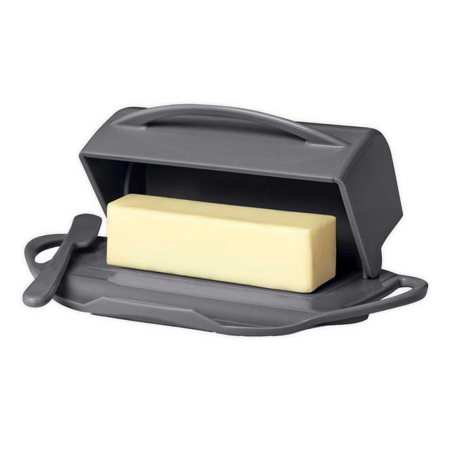 Butterie® Flip-Top Butter Dish with Spreader in Grey