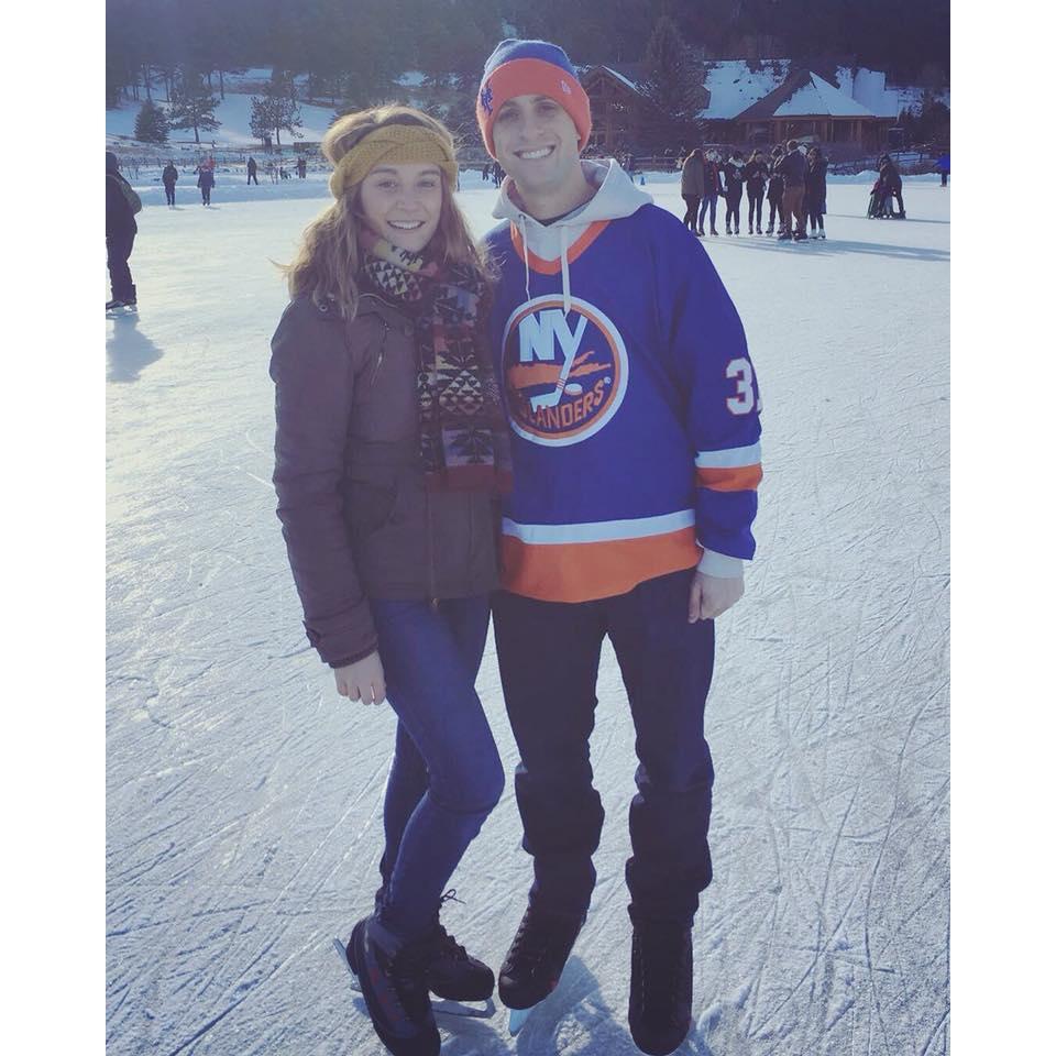 Ice skating on a lake that we also stand-up paddle boarded on months after this photo