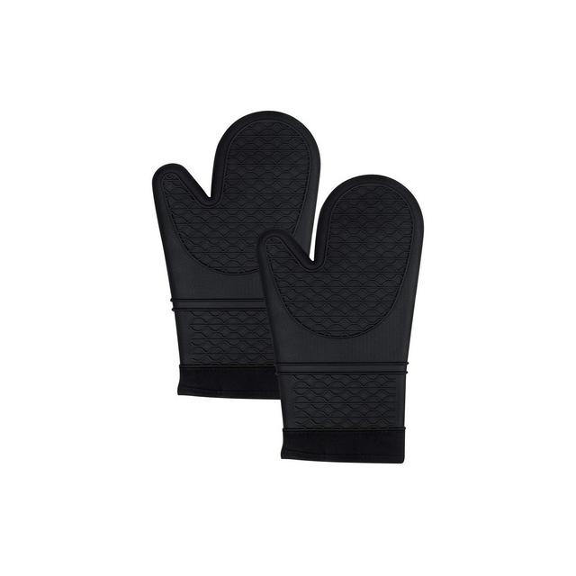MOVSSOU Silicone Oven Mitts Heat Resistant Non-Slip Black