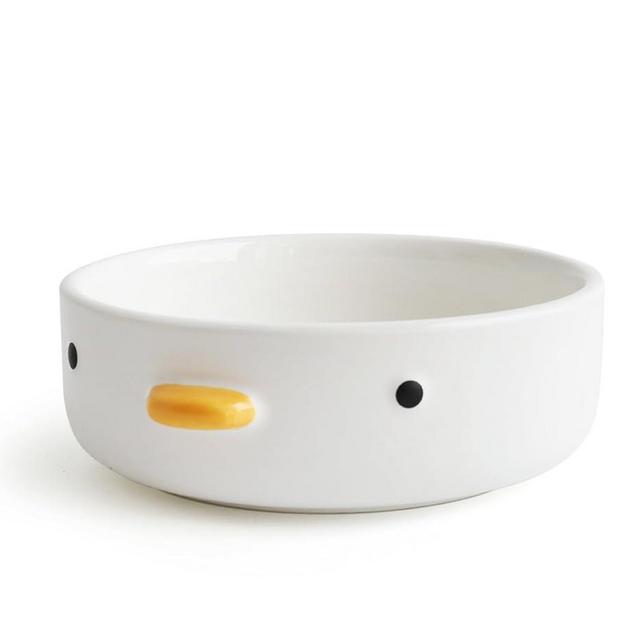 PURROOM Funny Cute Duck 6'' Salad Bowl, Handmade Glaze Chick Safety Ceramics Large Pasta Bowls, Home Family, Friend.