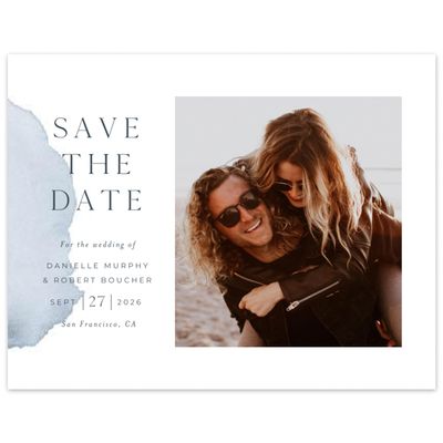 Blue Typography Wedding Digital Save the Date - Cello Photo