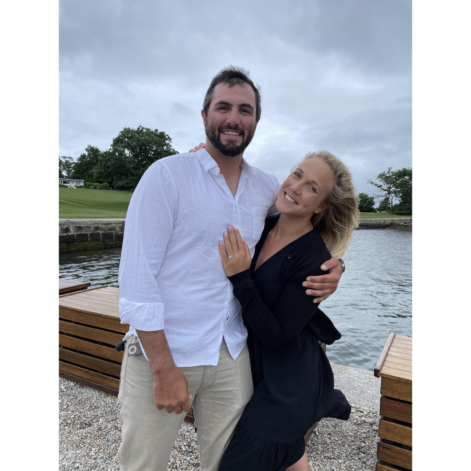 July 3, 2021. Post proposal in the seaside Newport winds.