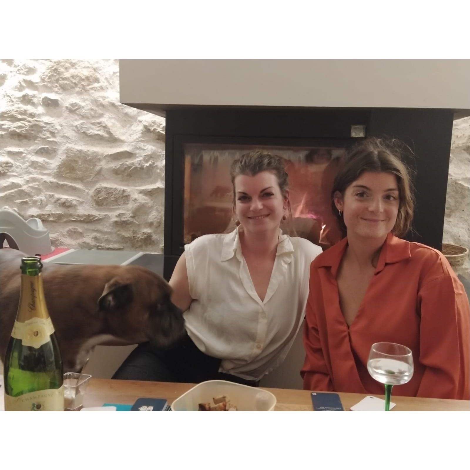 Sisters, a dog, a fireplace and a bottle of Champagne.  What else do you need?