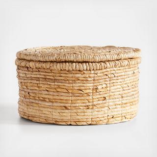 Seaton Round Woven Storage Basket with Lid