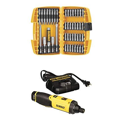 DEWALT DCF682N1 8V MAX Gyroscopic Inline Screwdriver with DEWALT DW2166 45 Piece Screwdriving Set with Tough Case