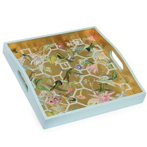 Gold Hummingbird Trellis Lacquered Tray