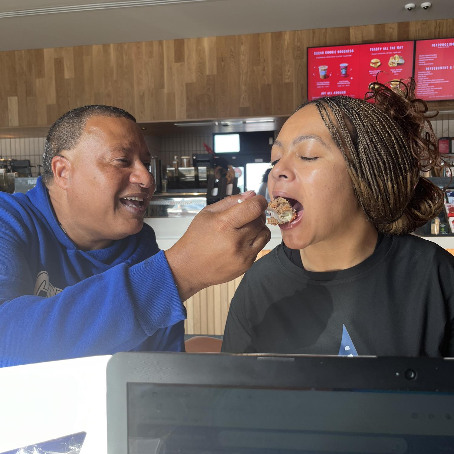 Trying out the cake flavors