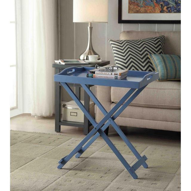 Tv Tray Tables with Removable Serving Tray Portable Table Top Folding Lightweight End Table Snack Table for Living Room Wood Furniture Includes Bonus Ebook Home Decorating on a Budget (Blue)