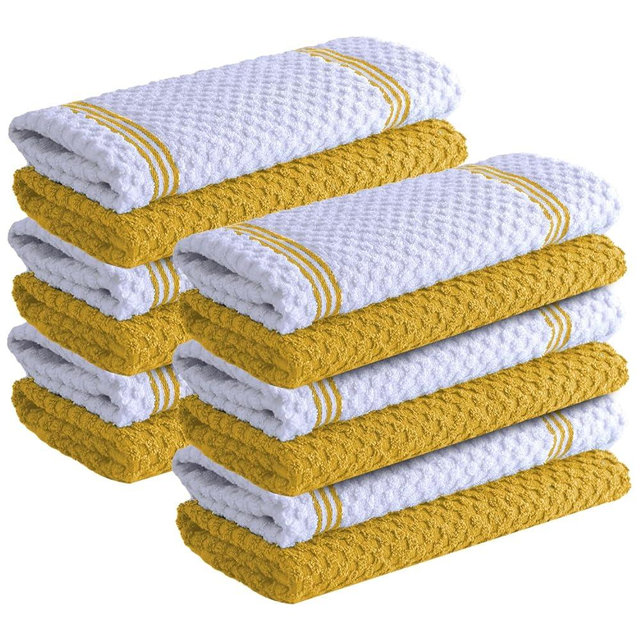 Infinitee Xclusives Premium Kitchen Towels - Yellow [Pack of 12] 100% Cotton Kitchen Hand Towels 15 x 25 Inches - Dish Towels for Kitchen