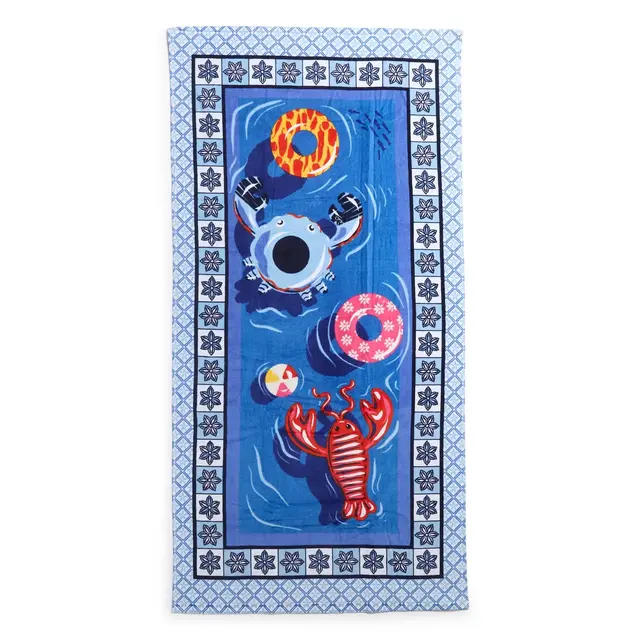 Vera Bradley Women's Outlet Cotton Looped Terry Outlet Essential Beach Towel Etched Floral Pool Blue