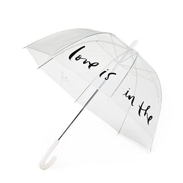 Kate Spade New York Large Dome Umbrella, Love Is In The Air (Pink/Clear)