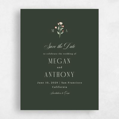 Deep Forest, Green Wedding Save the Date - Feuille Portrait