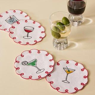 Fete Embroidered Coaster, Set of 4