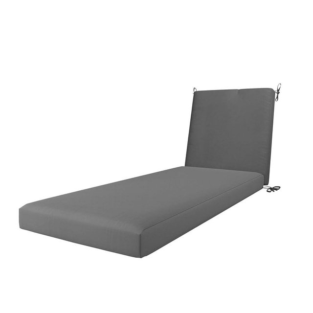 California Umbrella Outdoor Chaise Lounge Cushion, 24 x 78 Inch, Premium Outdoor Memory Foam, Fade Resistant Solstice Olefin Fabric, Patio Lounger Cushion with Fabric Ties, Charcoal