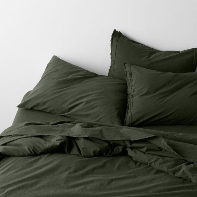 Organic Cotton Ficus Green Eyelash Fringe Duvet Covers