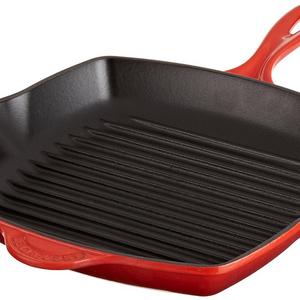 Le Creuset of America - Le Creuset Enameled Cast-Iron 10-1/4-Inch Square Skillet Grill, Cerise (Cherry Red)