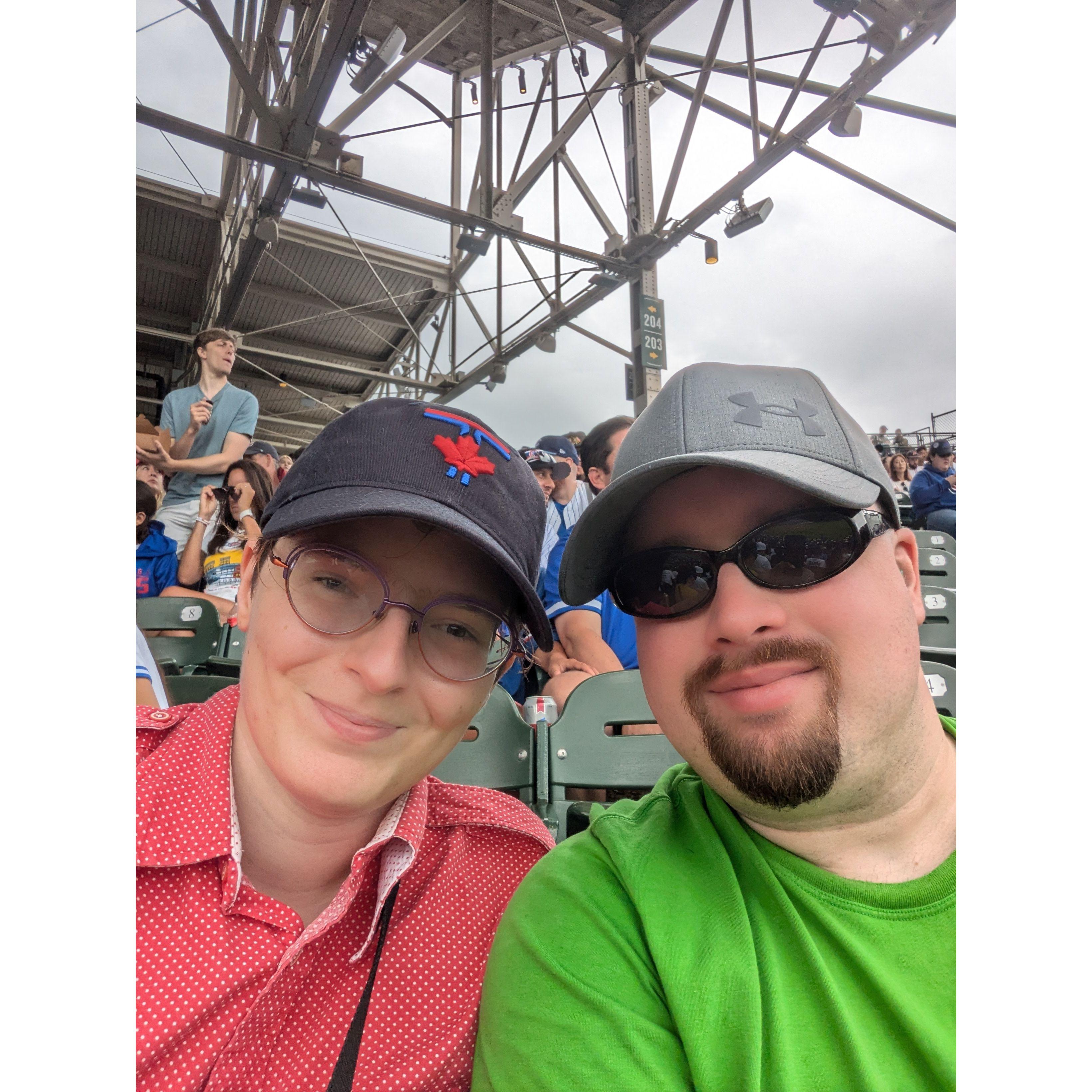 Watching the Blue Jays win at Wrigley Field.