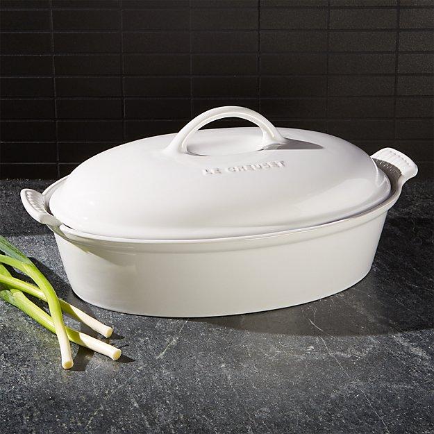 Le Creuset ® White 4-Quart Heritage Covered Oval Casserole