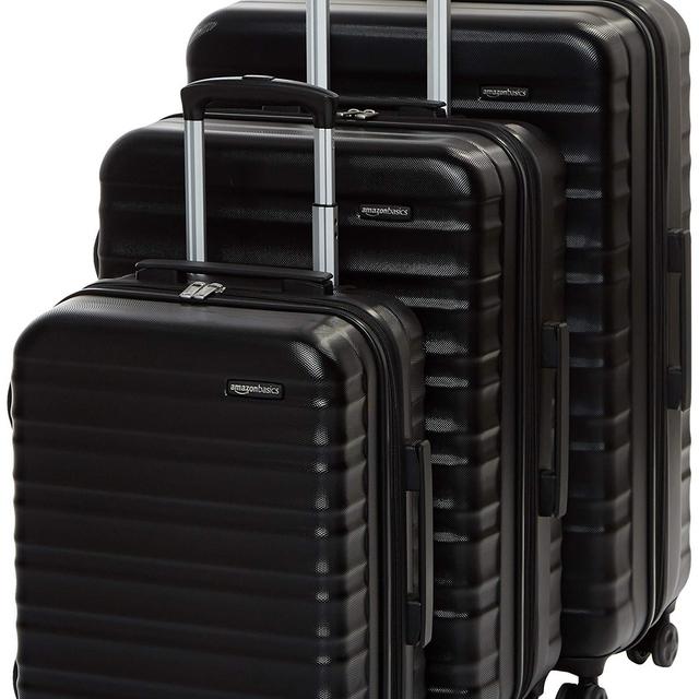Amazon Basics 3-Piece Set Hardside Spinner, Black