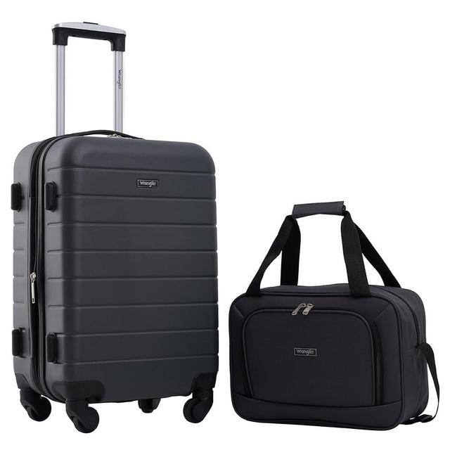 Wrangler Smart Luggage Cup Holder and USB Port, Dark Shadow, 2 Piece Set
