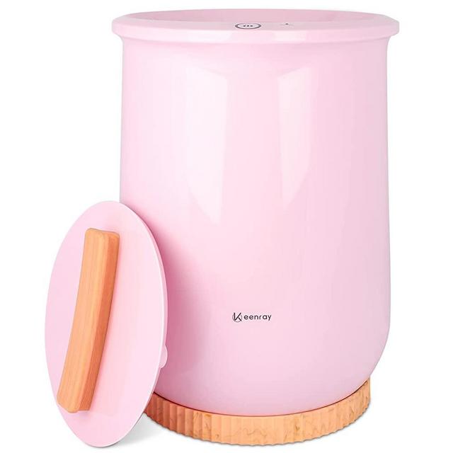 Keenray Bucket Style Towel Warmers, Luxury Bucket Towel Warmer, Large Towel Warmer for Bathroom, Auto Shut Off, Fits Up to Two 40"X70" Oversized Towels, Bathrobes, Blankets, PJ's and More, Pink