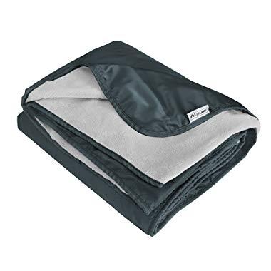 XL Plush Fleece Outdoor Stadium Rainproof and Windproof Picnic Blanket - Camp Blanket (Slate Gray)