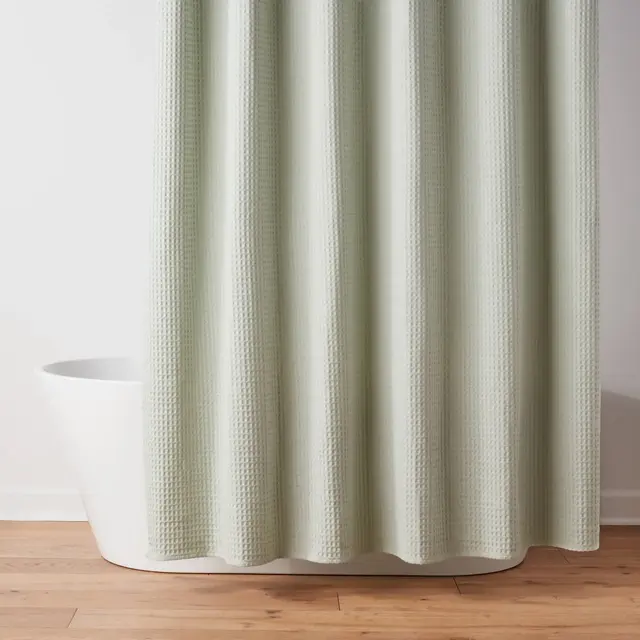72"x72" Waffle Weave Shower Curtain Light Sage Green - Threshold™