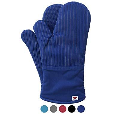 BIG RED HOUSE Oven Mitts, with The Heat Resistance of Silicone and Flexibility of Cotton, Recycled Cotton Infill, Terrycloth Lining, 480 F Heat Resistant Pair Dark Royal Blue