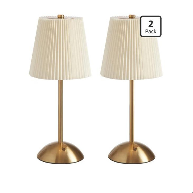 2-Pack Cordless Table Lamp,3000mAh Rechargeable Battery Operated Touch Light, Portable 3-Color Dimmable Vintage Ambient Light Beige Fabric Shade for Dining Table/Bedroom/Kitchen/Bathroom/Entryway/Gift