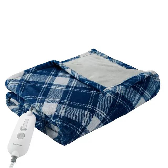 Brookstone® n-a-p® Heated Plush Throw in Blue Plaid