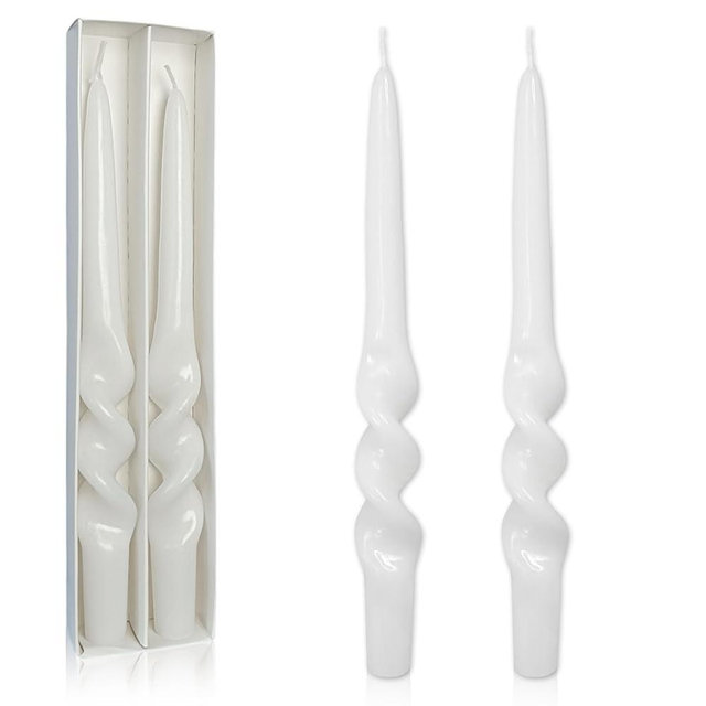 Long Spiral Candles Handmade Unscented White Candle Sticks 9.5inch Long Candlesticks Smokeless Candles Elegant Design for Home Décor Weddings Festive Seasons Holiday