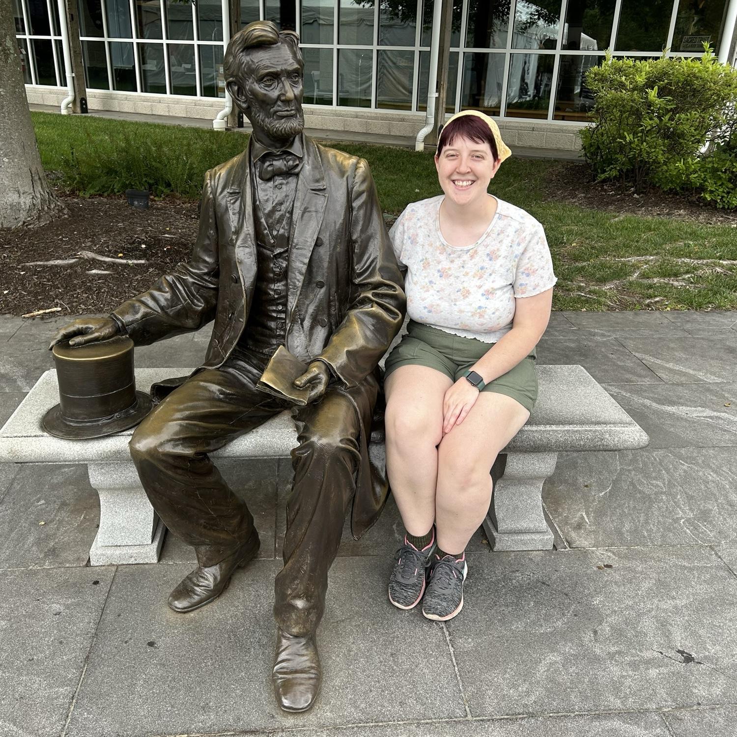 Amanda with Lincoln (her true love) at Gettysburg