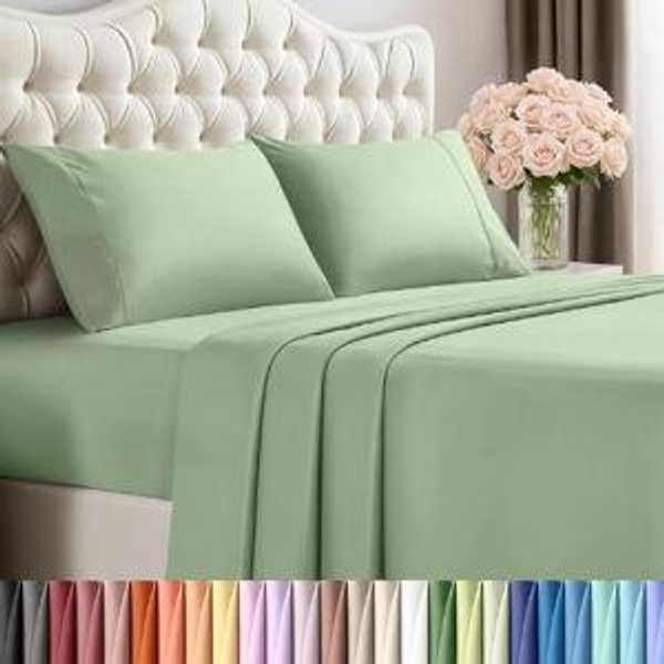 Utopia Bedding Queen Size Sheet Set – 4 Piece Bed Sheets, Soft and Breathable Microfiber, Includes 1 Fitted Sheet, 1 Flat Sheet and 2 Pillowcases – Oeko Tex (Sage)