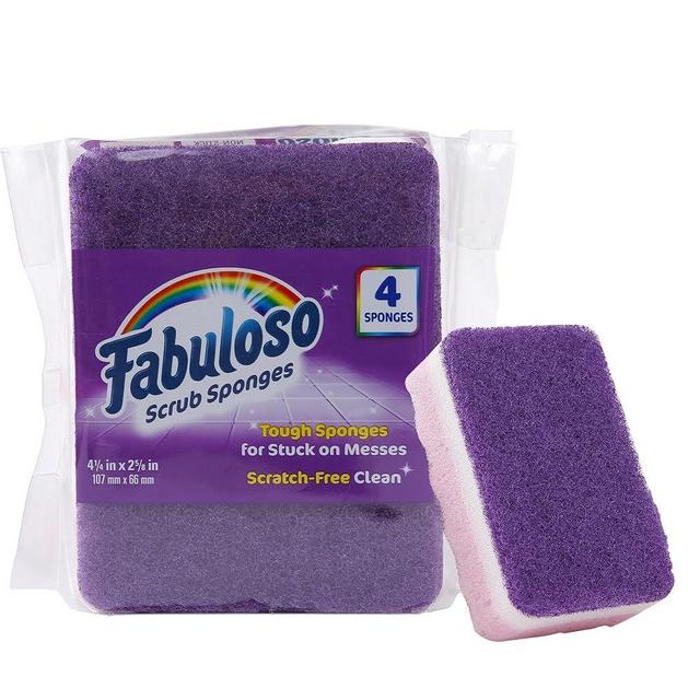 Fabuloso Sponges Purple 4 CT | Purple Scratch-Free Sponges for Dishes and Surfaces | 4 Purple Dishwashing Sponges from Fabuloso for Bold and Bright Cleaning Experience