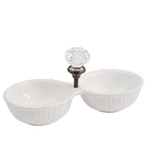 Mud Pie Glass Door Knob Sectioned Dip Bowl